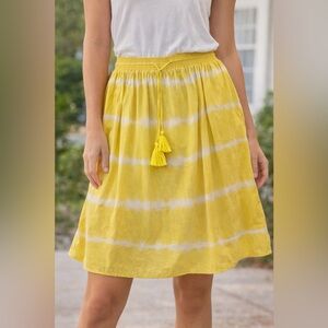 J. Crew Yellow and White A-Line Skirt